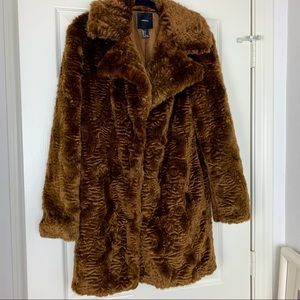 Forever 21 Faux Fur Coat Brown S